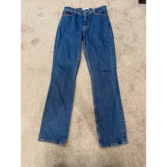 Abercrombie & Fitch Women's 90's Slim Straight Ultra High Rise Jeans Dark Blue 8 - Picture 8 of 8